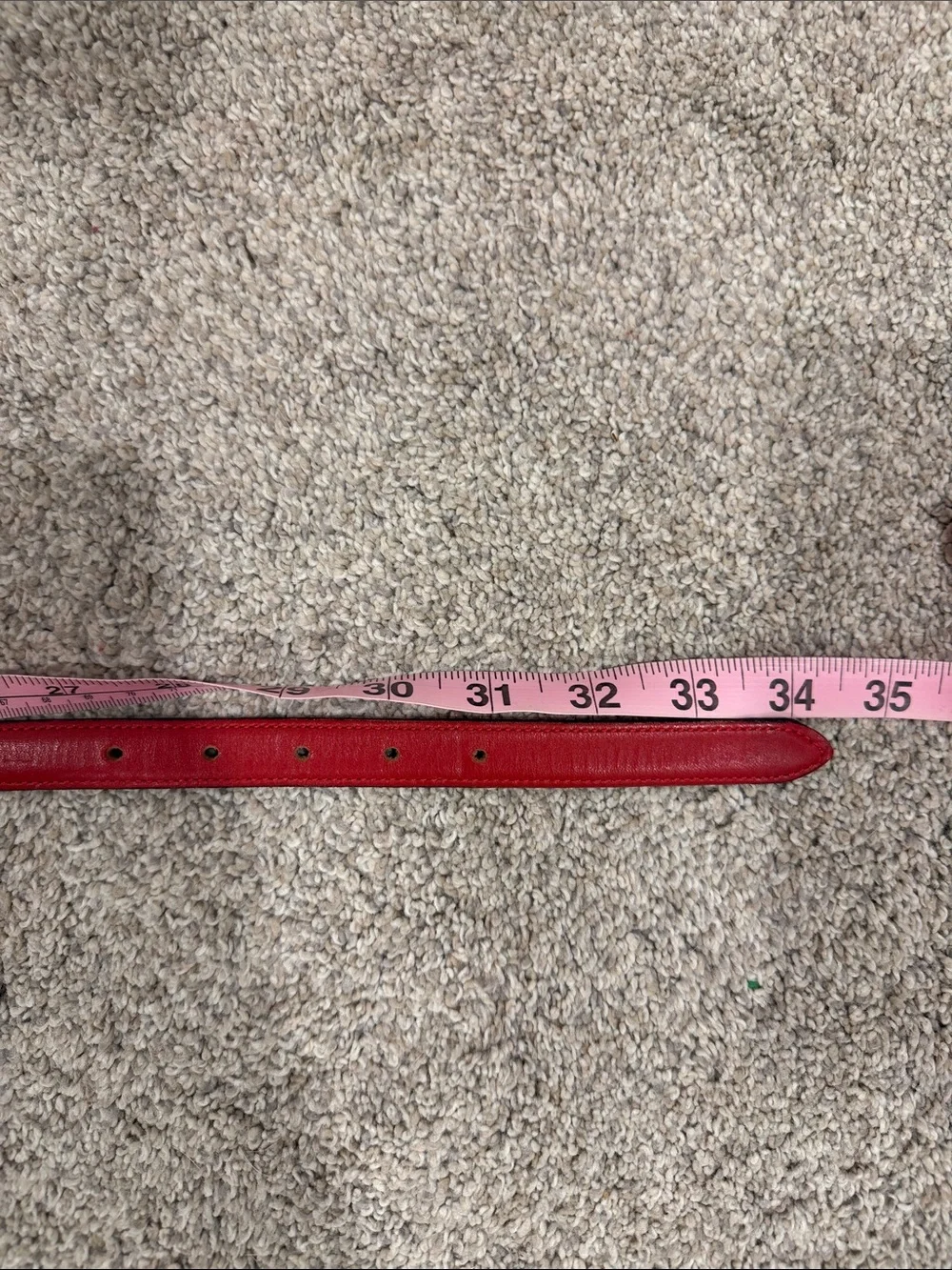 Vintage Dockers Red Genuine Leather Skinny Belt with Solid Brass Buckle